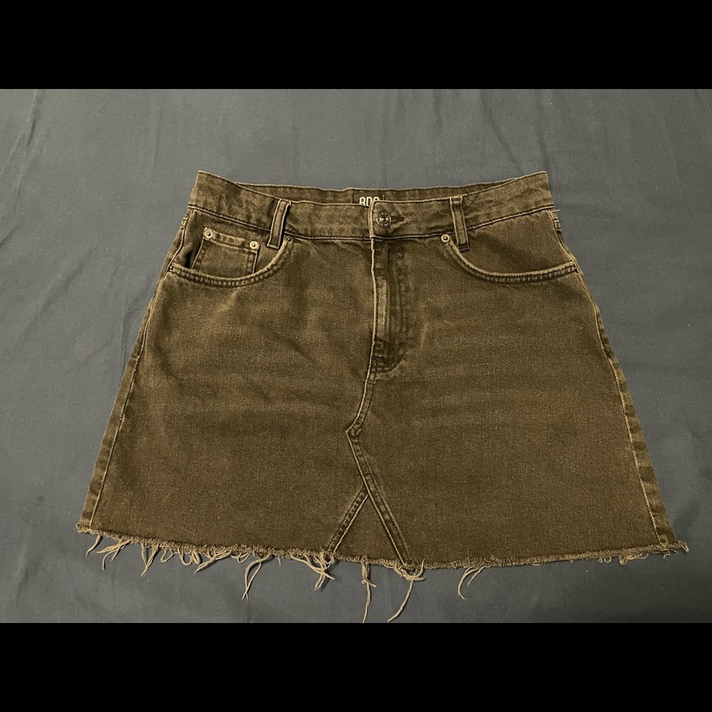 Black Denim Mini Skirt. Size Large.